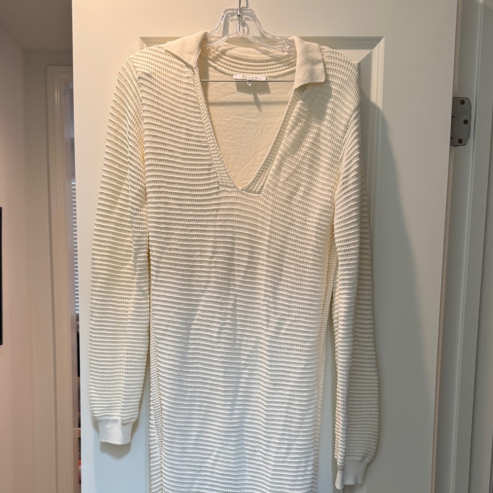 Frame side slit crochet maxi Sweater Dress